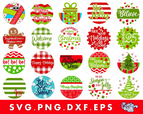 Cute Christmas Svg Round Sign Bundle #1 | Fun Christmas Sign SVG Crafty Mama Studios 