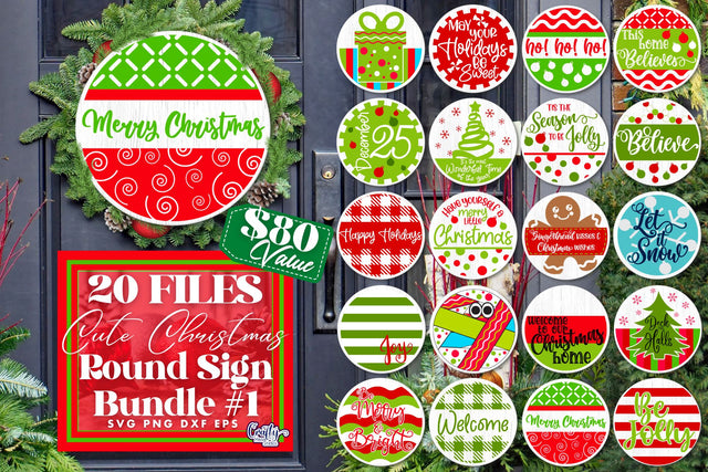 Cute Christmas Svg Round Sign Bundle #1 | Fun Christmas Sign SVG Crafty Mama Studios 
