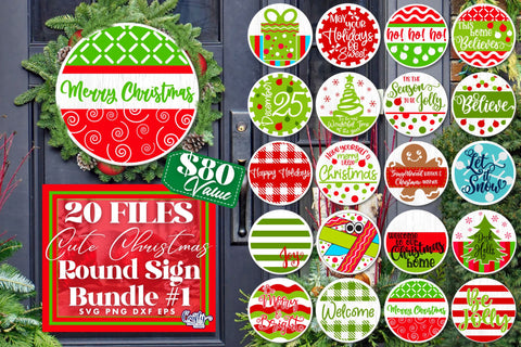Cute Christmas Svg Round Sign Bundle #1 | Fun Christmas Sign SVG Crafty Mama Studios 
