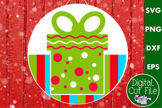 Cute Christmas Svg Round Sign | Christmas Present Hanger SVG Crafty Mama Studios 
