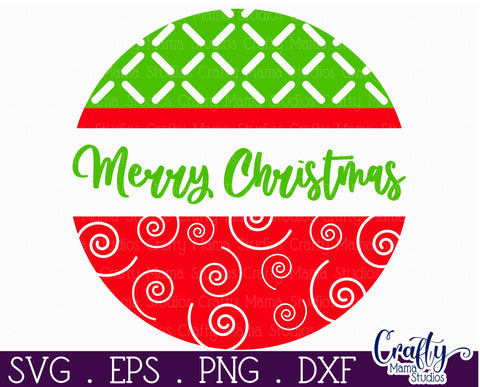 Cute Christmas Svg Round Sign | Merry Christmas Door Hanger SVG Crafty Mama Studios 