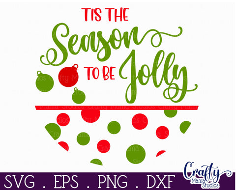 Cute Christmas Svg Round Sign | Tis The Season To Be Jolly SVG Crafty Mama Studios 