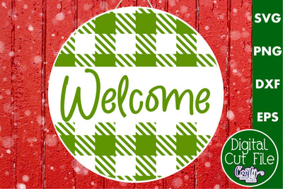 Cute Christmas Svg Round Sign | Welcome Round Door Hanger SVG Crafty Mama Studios 