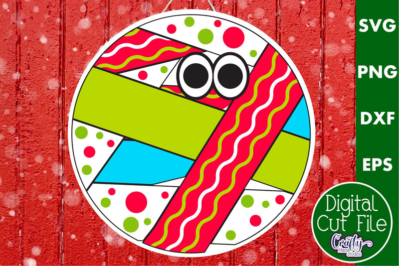 Cute Christmas Svg Round Sign | Wrapped Present Png SVG Crafty Mama Studios 