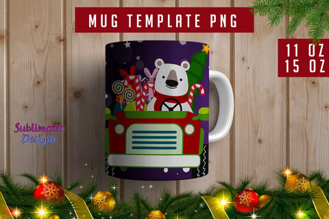 Cute Christmas Teddy Mug template PNG for Sublimation Sublimation Sublimatiz Designs 