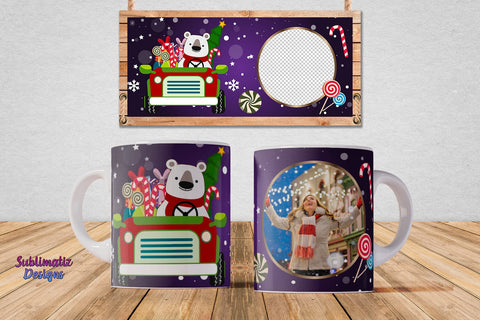 Cute Christmas Teddy Mug template PNG for Sublimation Sublimation Sublimatiz Designs 