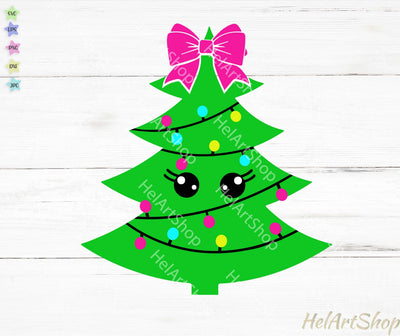 Cute Christmas Tree SVG, Girl Christmas SVG SVG _HelArtShop_ 
