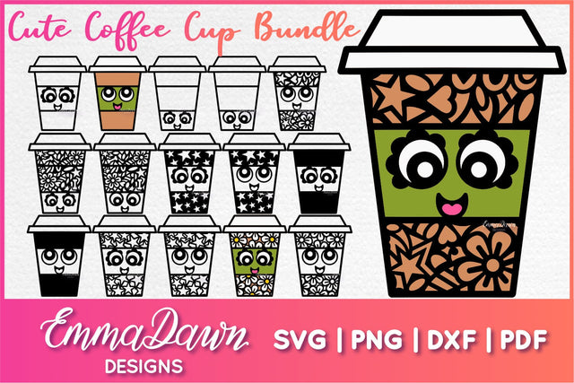 Cute Coffee Cup SVG Bundle SVG Emma Dawn Designs 