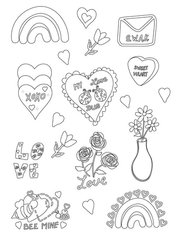 Cute Colorable Valentines Day Print and Cut Stickers, Printable Sticker Sheet, Print n Cut Stickers, Sticker Sheet for Silhouette/Cricut SVG Alexis Glenn 