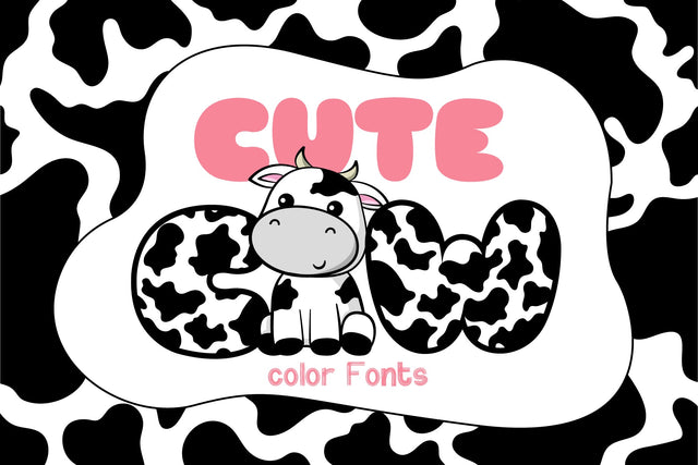 Cute Cow Color Fonts Font Fox7 By Rattana 