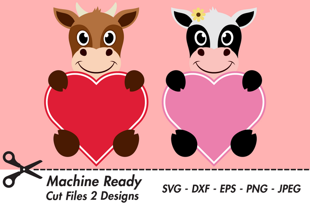 Cute Cow Valentine Hearts | Valentines SVG SVG Captain Creative 