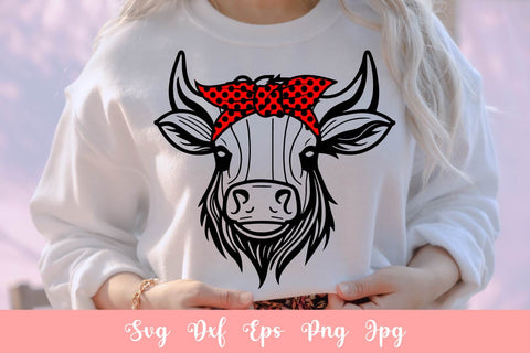 Cute Cow With Bandana SVG File, Shirt SVG Free For Commercial Use SVG Sintegra 