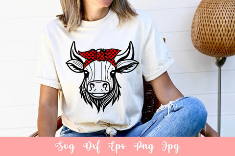 Cute Cow With Bandana SVG File, Shirt SVG Free For Commercial Use SVG Sintegra 