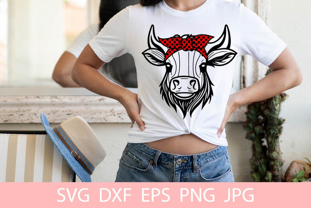 Cute Cow With Bandana SVG File, Shirt SVG Free For Commercial Use SVG Sintegra 