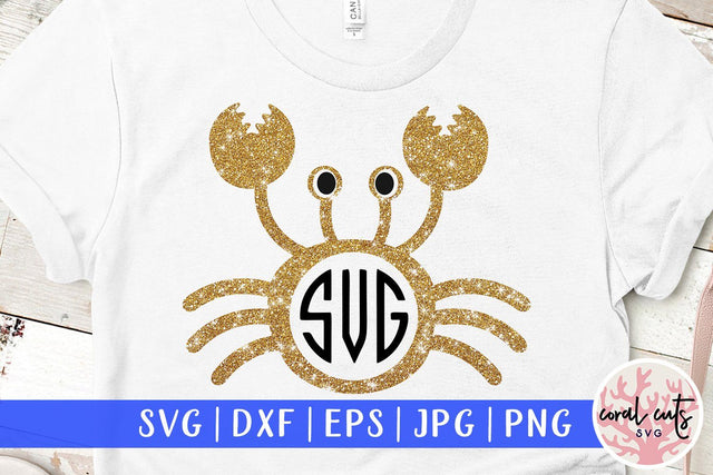 Cute Crab svg monogram frame SVG CoralCutsSVG 