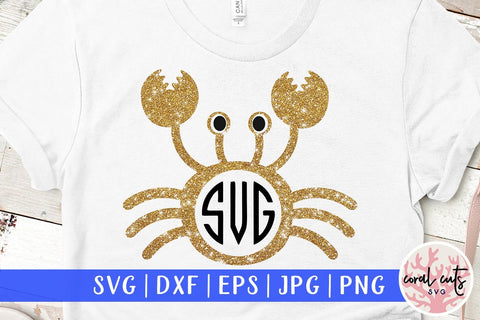 Cute Crab svg monogram frame SVG CoralCutsSVG 