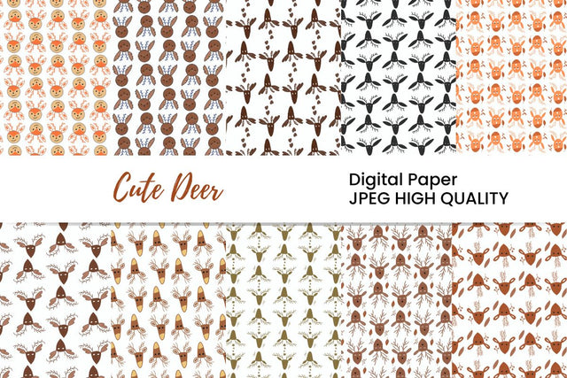 Cute Deer Digital Paper Bundle Digital Pattern Masyafi Studio 