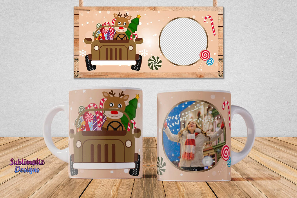 Cute Deer Mug template PNG for Sublimation - So Fontsy