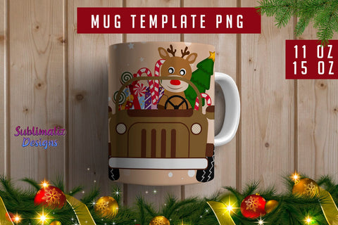 Cute Deer Mug template PNG for Sublimation SVG Sublimatiz Designs 