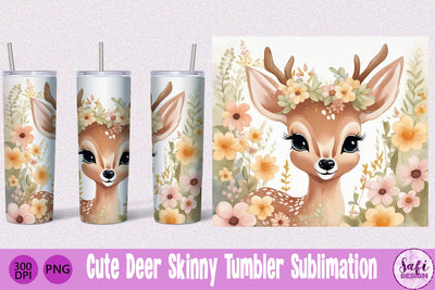 Cute Deer Skinny Tumbler Sublimation File Sublimation Safi Design 