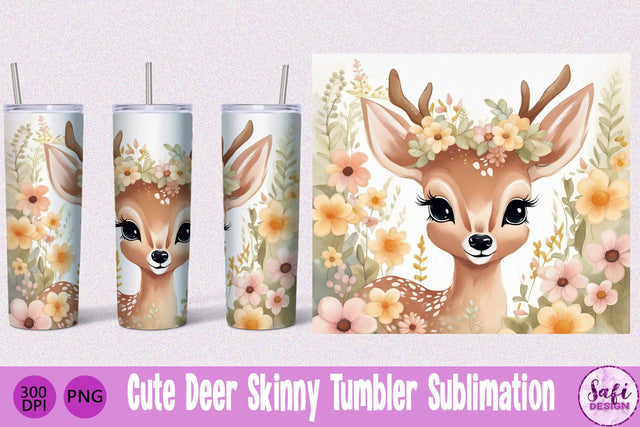 Cute Deer Skinny Tumbler Sublimation File Sublimation Safi Design 
