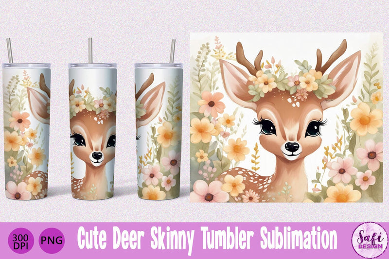 Cute Deer Skinny Tumbler Sublimation File Sublimation Safi Design 