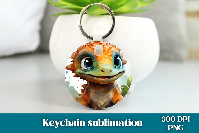Cute dinosaur keychain | Round keychain sublimation Sublimation Svetana Studio 