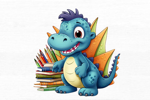 Cute Dinosaur School Clipart Sublimation Regulrcrative 