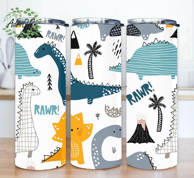 Cute Dinosaur Tumbler Design, Dinosaur Kids 20oz Skinny Tumbler, Dinosaur Tumbler Png, Gift for Kids, Digital Download Sublimation AdriOP 