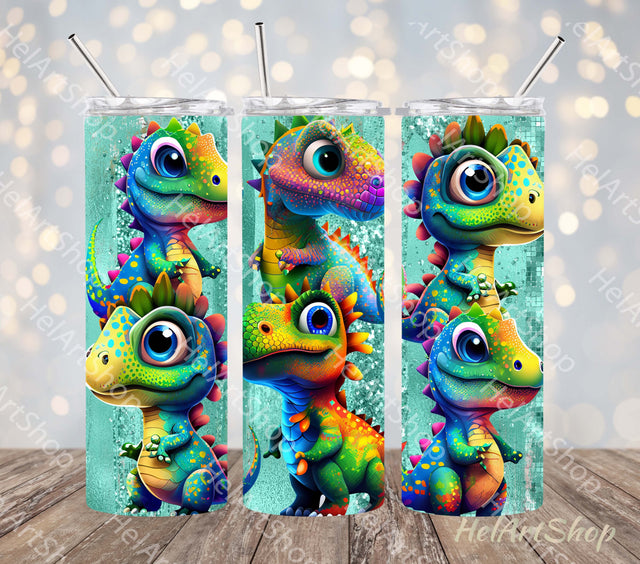 Cute Dinosaur Tumbler PNG Sublimation, SKINNY TUMBLER Png Sublimation _HelArtShop_ 
