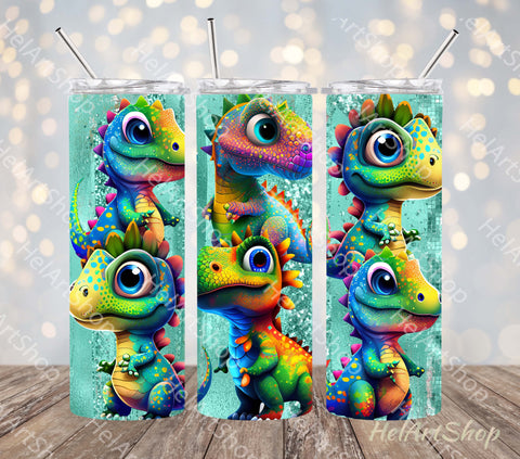 Cute Dinosaur Tumbler PNG Sublimation, SKINNY TUMBLER Png Sublimation _HelArtShop_ 