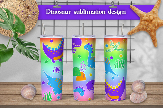 Cute dinosaur tumbler sublimation design wrap Sublimation Svetana Studio 