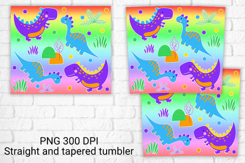 Cute dinosaur tumbler sublimation design wrap Sublimation Svetana Studio 