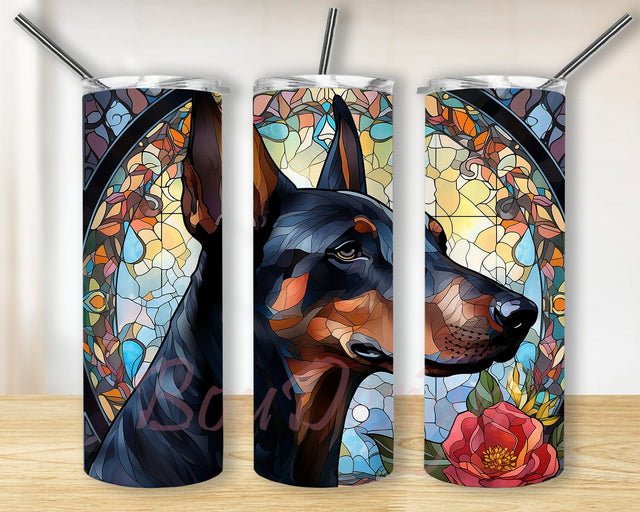 Cute Doberman 20oz Skinny Tumbler Png, Doberman Dog Mom Tumbler Wrap Png, Dog Tumbler Sublimation Design, Doberman Puppy Tumbler Sublimation Sublimation BouDesign 