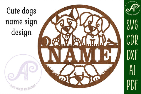 cute Dog name sign svg laser cut template SVG APInspireddesigns 