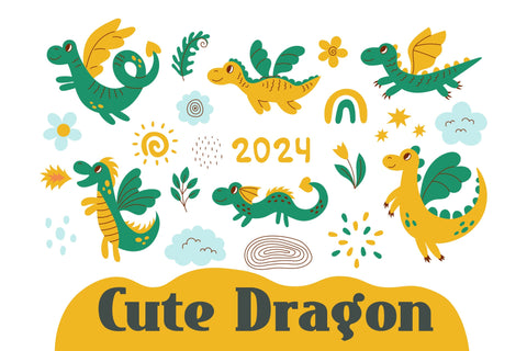 Cute Dragon Clipart Sublimation Rin Green 