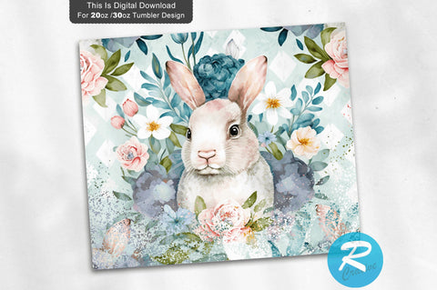 Cute Easter Bunny Floral 20 oz / 30 oz Tumbler PNG Sublimation Regulrcrative 