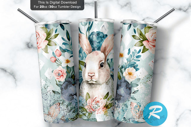 Cute Easter Bunny Floral 20 oz / 30 oz Tumbler PNG Sublimation Regulrcrative 