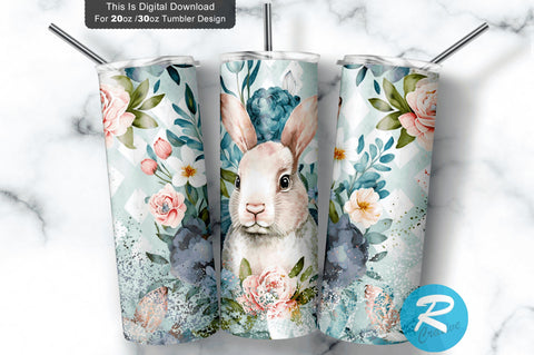 Cute Easter Bunny Floral 20 oz / 30 oz Tumbler PNG Sublimation Regulrcrative 