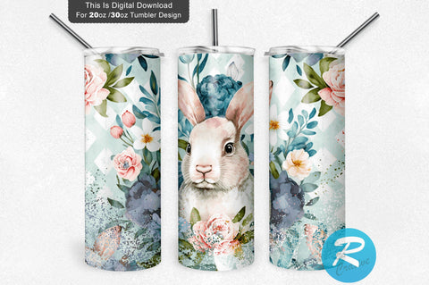 Cute Easter Bunny Floral 20 oz / 30 oz Tumbler PNG Sublimation Regulrcrative 