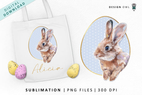 Cute Easter Bunny Sublimation PNG Sublimation Design Owl 