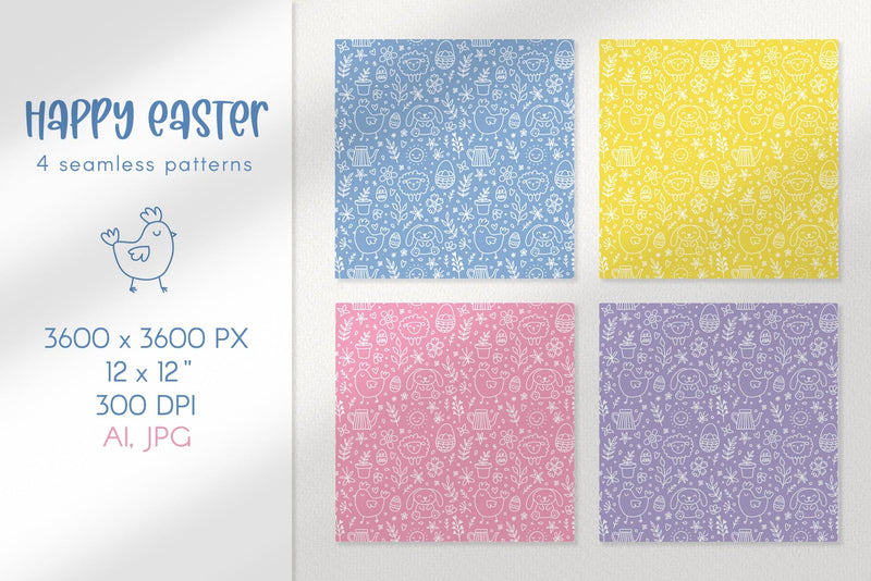 Cute Easter patterns. Easter digital papers Digital Pattern Tori card store 