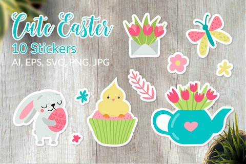 Cute Easter - Printable Stickers SVG Tori card store 