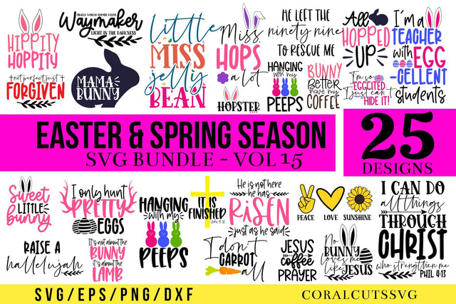 Cute Easter & Spring Season SVG Bundle - 25 Designs SVG CoralCutsSVG 