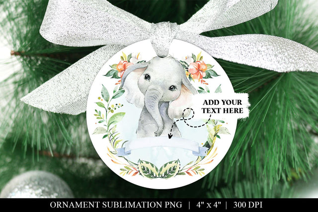 Cute Elephant Boy's Christmas Ornament Sublimation PNG Sublimation BijouBay 