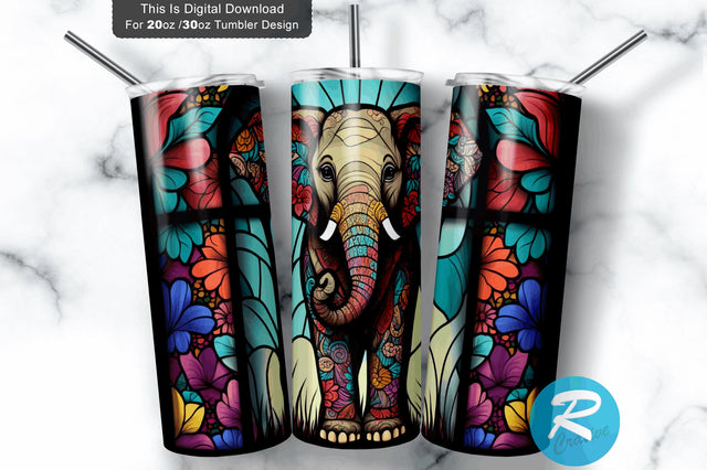 Cute Elephant Flower 20 oz / 30 oz Tumbler PNG Sublimation Regulrcrative 