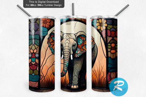 Cute Elephant Leaf 20 oz / 30 oz Tumbler PNG Sublimation Regulrcrative 