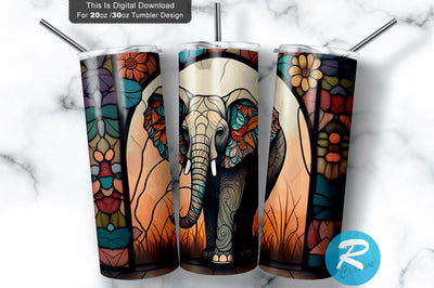 Cute Elephant Leaf 20 oz / 30 oz Tumbler PNG Sublimation Regulrcrative 