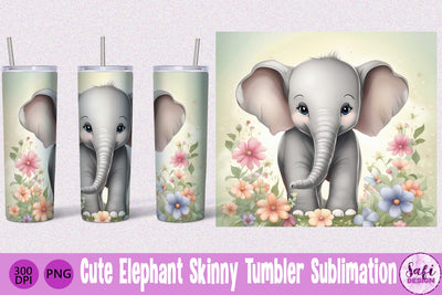 Cute Elephant Skinny Tumbler Sublimation File Sublimation Safi Design 