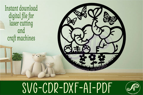 Cute elephant wall art sign, SVG file. vector file SVG APInspireddesigns 